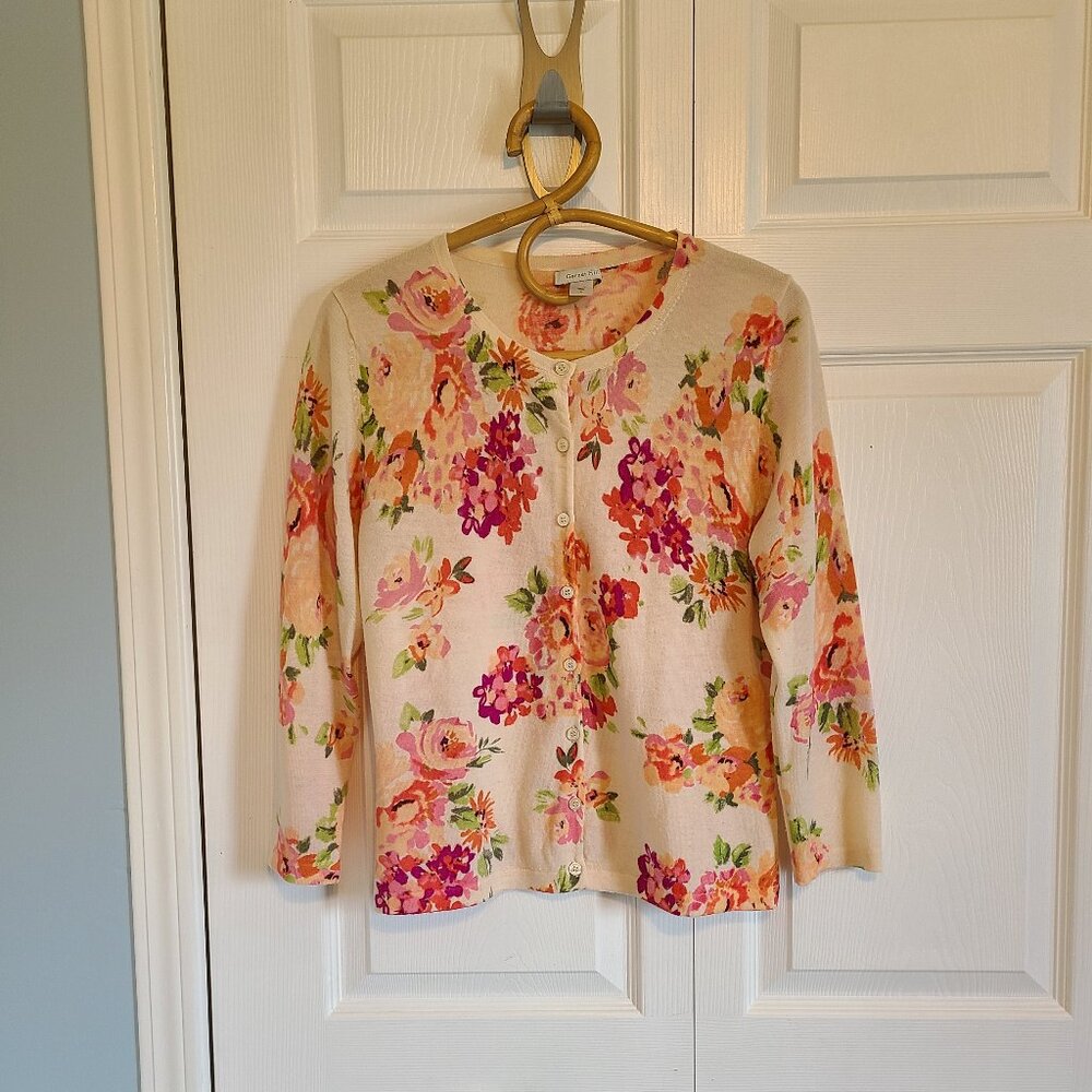 Merino wool floral cardigan